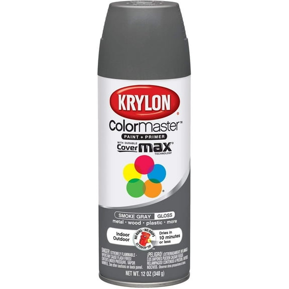 Krylon K05160807 ColorMaster Paint + Primer, Gloss, Smoke Gray, 12 oz.