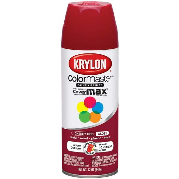 Krylon K05210107 ColorMaster Paint + Primer, Gloss, Cherry Red, 12 oz.
