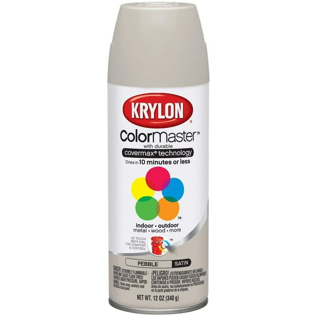 Krylon K05352007 ColorMaster Paint + Primer, Satin, Pebble, 12 oz