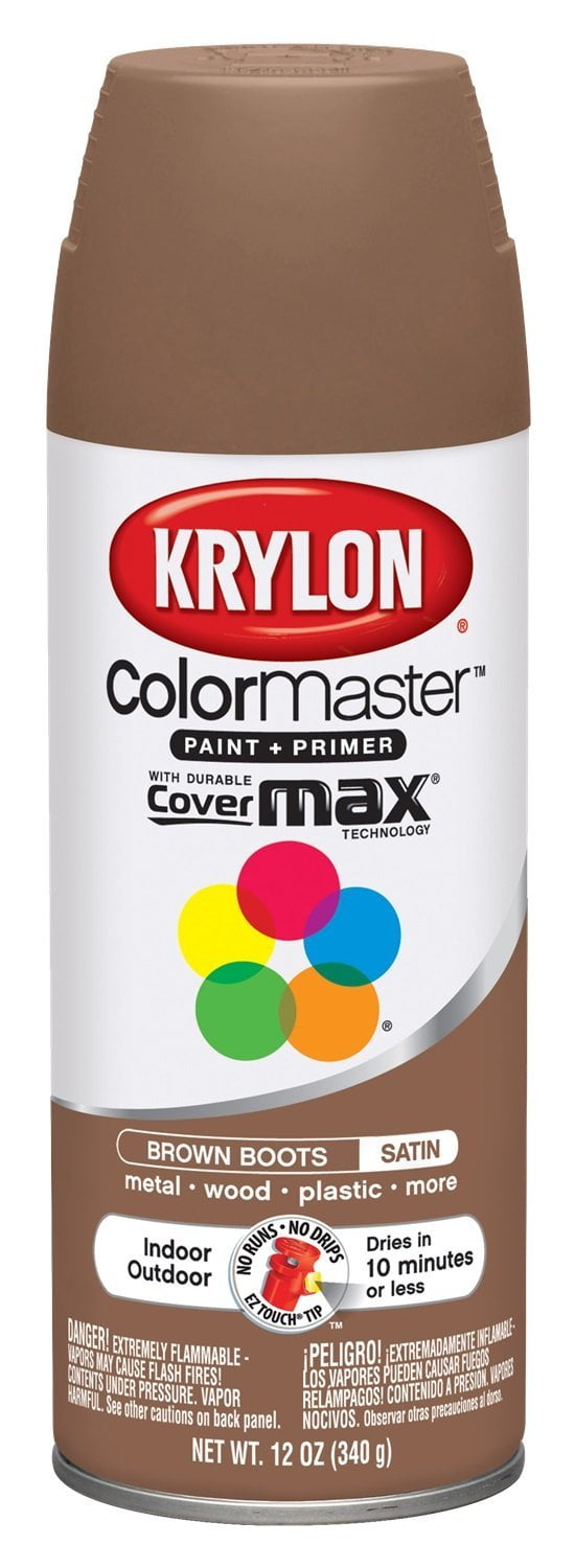 Krylon K05356207 ColorMaster Paint + Primer, Satin, Brown Boots, 12 oz