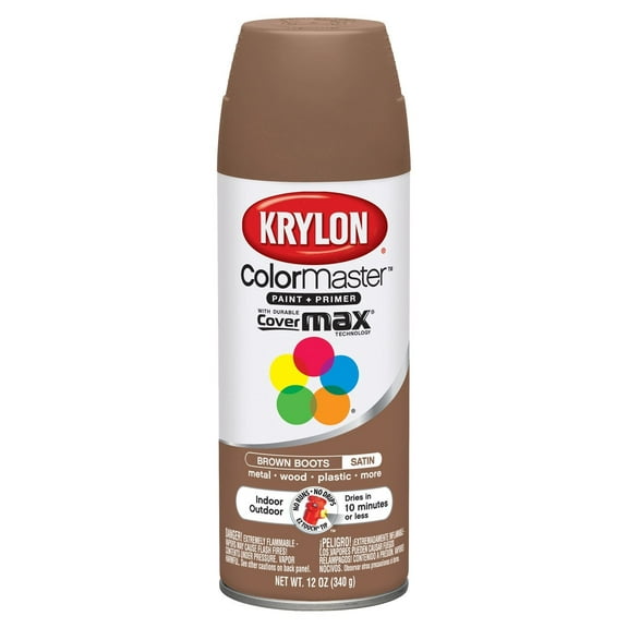 Krylon K05356207 ColorMaster Paint + Primer, Satin, Brown Boots, 12 oz.