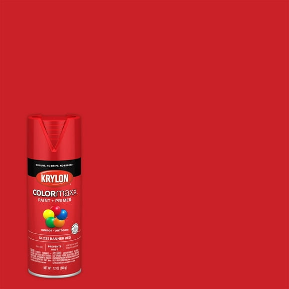 Krylon COLORmaxx Gloss Spray Paint + Primer, Banner Red, 12 oz