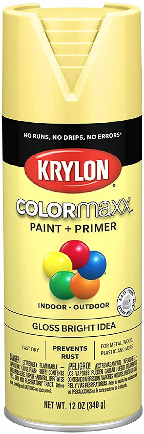 Krylon K05541007 COLORmaxx Spray Paint and Primer for Indoor/Outdoor Use,  Gloss Sun Yellow 