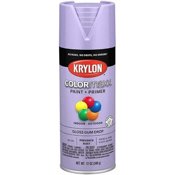Krylon K05521007 COLORmaxx Spray Paint and Primer for Indoor/Outdoor Use, Gloss Gum Drop Purple