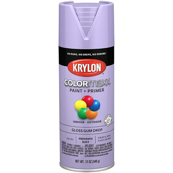 Krylon K05521007 COLORmaxx Spray Paint and Primer for Indoor/Outdoor Use, Gloss Gum Drop Purple