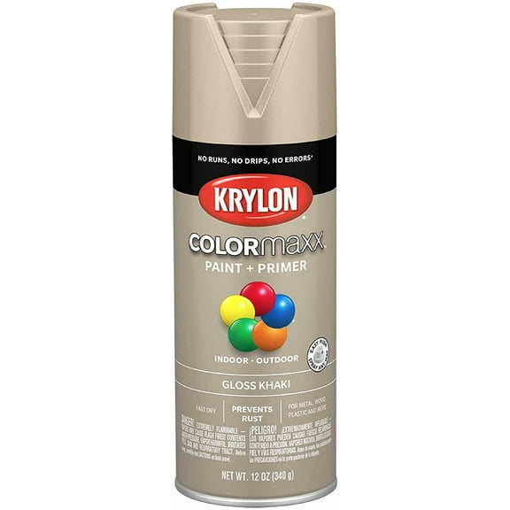 Krylon COLORmaxx Spray Paint and Primer - Gloss Finish - 12 Ounce, Khaki