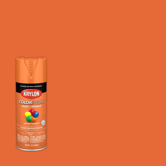 Krylon COLORmaxx Spray Paint and Primer, Gloss Pumpkin Orange, 12 oz