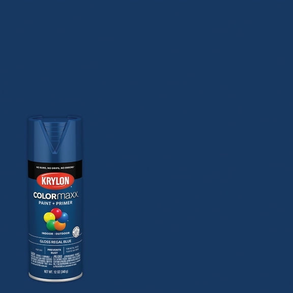 Krylon K05535007 COLORmaxx Spray Paint and Primer for Indoor/Outdoor Use, Gloss Regal Blue 12 Ounce (Pack of 1)