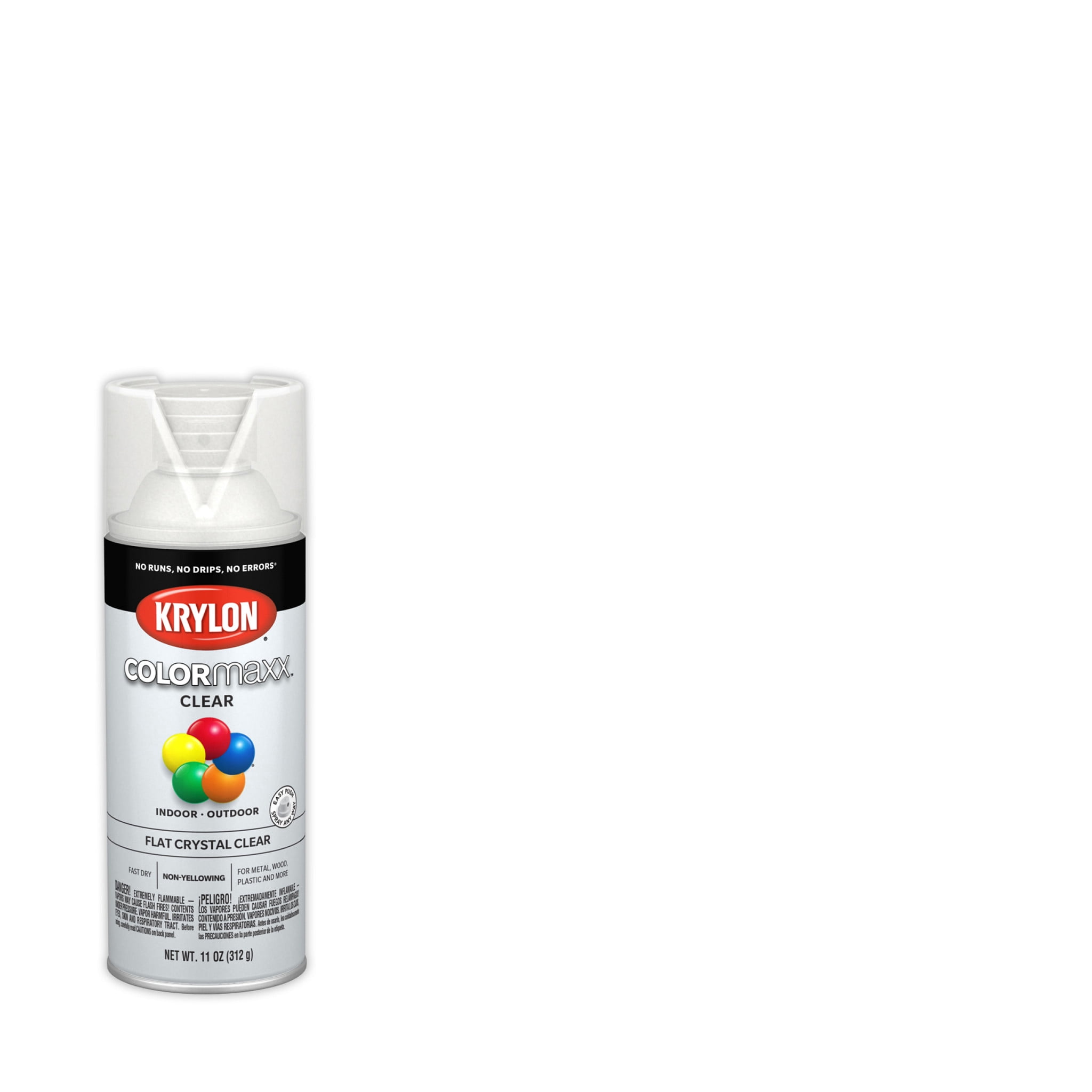 Krylon COLORmaxx Flat Acrylic Spray Paint, Crystal Clear, 11 oz