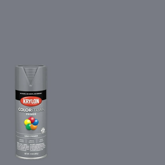 Krylon COLORmaxx Flat Gray Primer, 12 oz