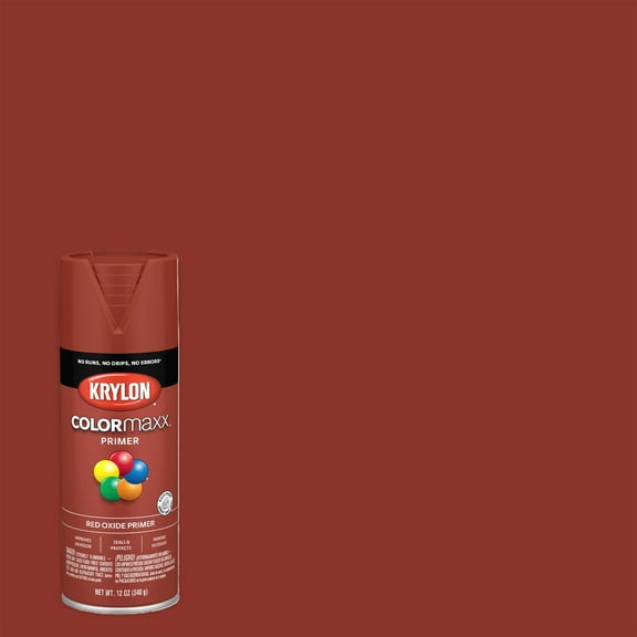 Krylon COLORmaxx Spray Paint + Primer, Flat, Red Oxide, 12 oz