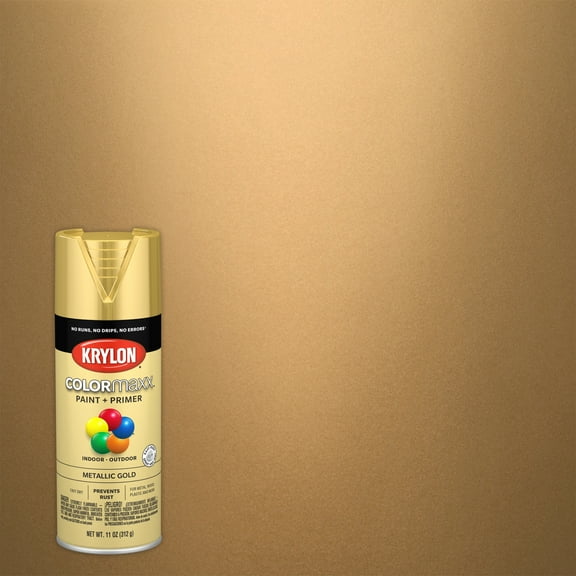Krylon K05588007 COLORmaxx Metallic Paint, Metallic, Gold, 11 oz, Spray Paint, Multi-Surface, (1 Piece, 1 Pack)