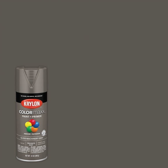 Krylon K05599007COLORmaxx Spray Paint and Primer for Indoor/Outdoor Use, Gloss Machinery Gray, 12 Ounce (Pack of 1)