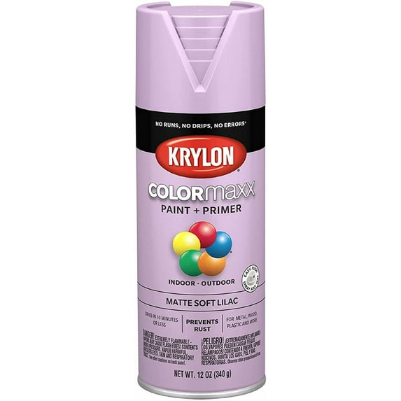 Krylon K05602007 COLORmaxx Spray Paint and Primer for Indoor/Outdoor Use, Matte Soft Lilac