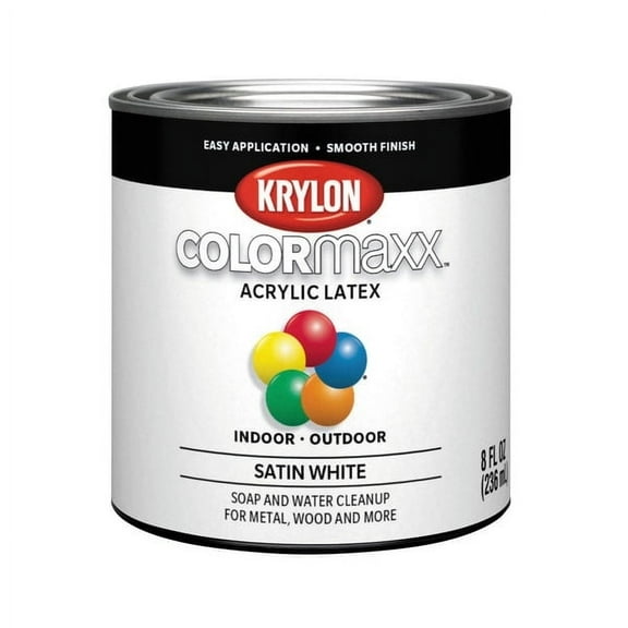 Krylon K05615007 Colormaxx Paint Satin White 1/2 Pint