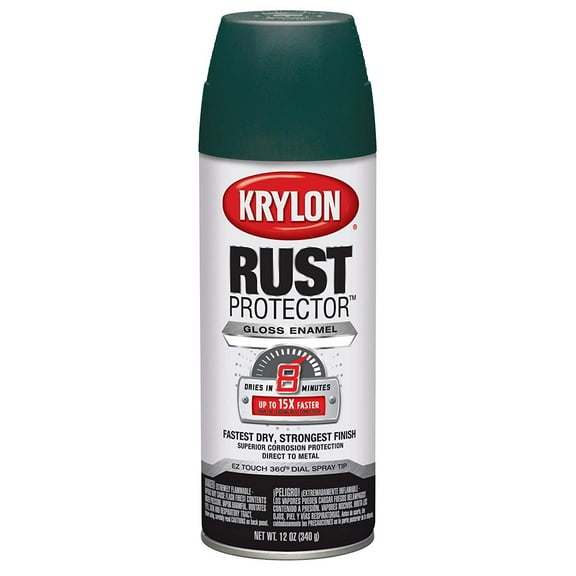 Krylon Rust Protector Enamel Gloss Paint - Durable, Fast Drying - 12 oz, Hunter Green