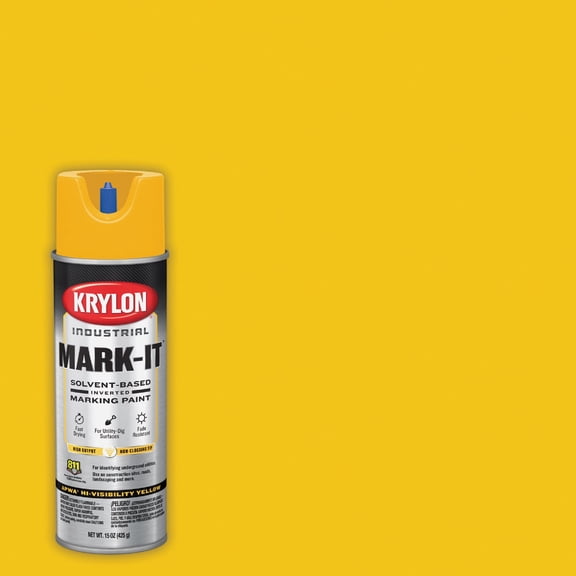 Krylon K07305000 Solvent-Based Contractor Marking Spray, APWA Hi Vis Yellow, 15 Ounce