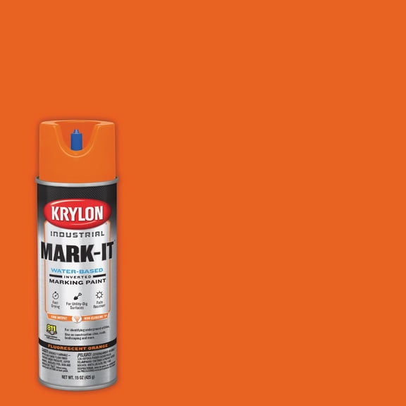 Krylon (K07320007-6 PK) Fluorescent Orange Water Based Marking Paint - 15 oz. Aerosol, (Case of 6)