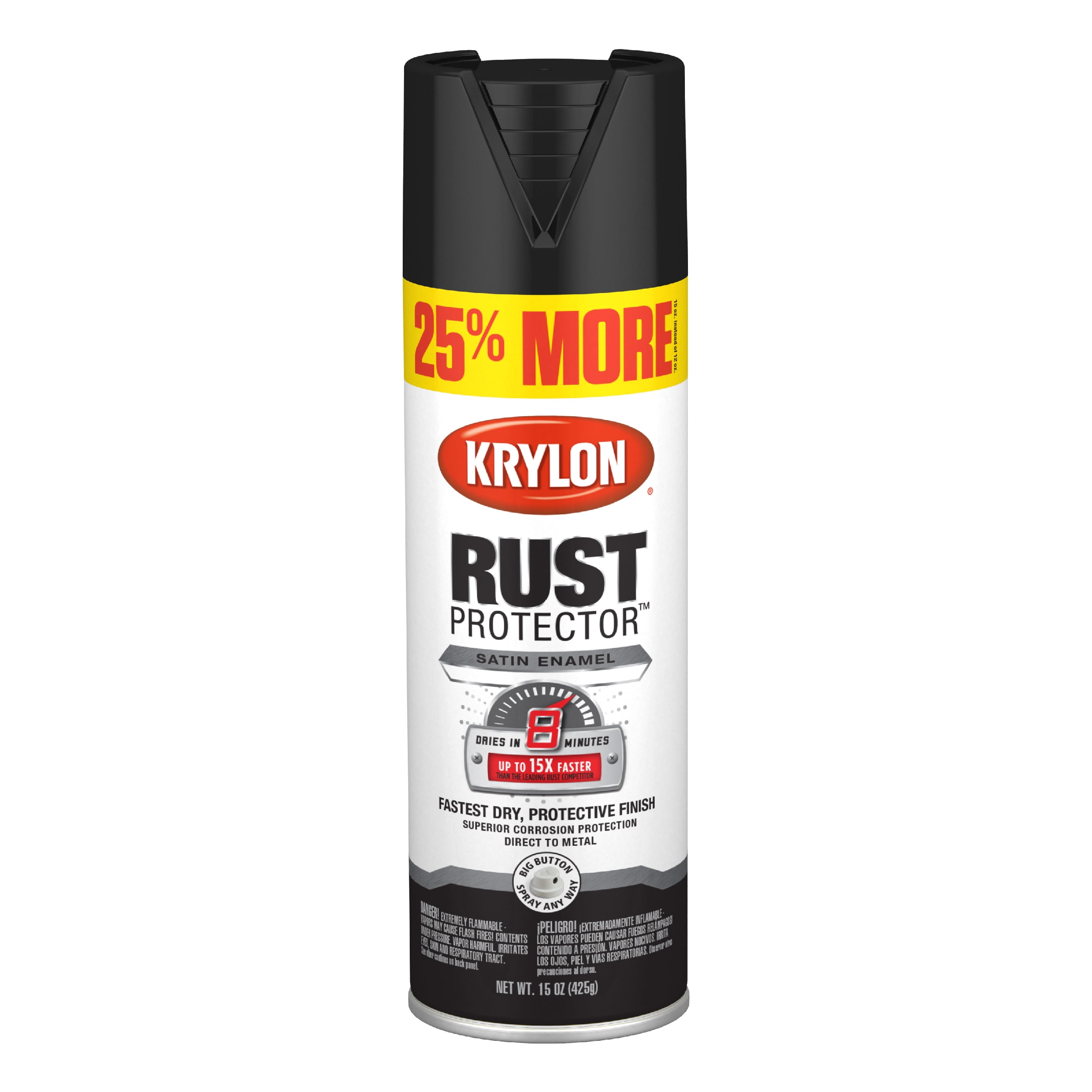 Krylon K07513000 Krylon Rust Protector Enamel Black Satin 15 oz. Spray