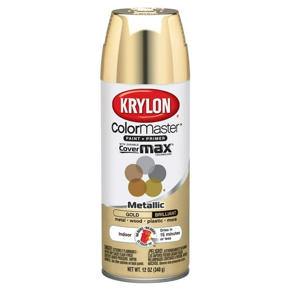 Krylon K15151002 ColorMaster Paint + Primer, Metallic, Gold, 12 oz.