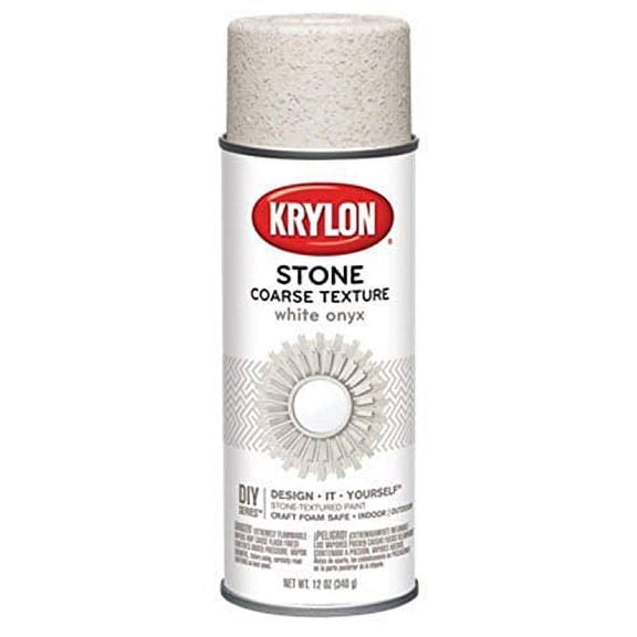 Krylon K18213 Coarse Stone Texture Finish Spray Paint, White Onyx, 12 Ounce