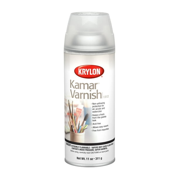 Krylon Kamar Varnish Aerosol Spray, Matte Finish, Clear, 11 oz