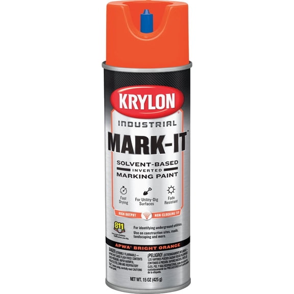 Krylon Mark-It 730608 Industrial SB APWA Bright Orange Inverted Marking Paint