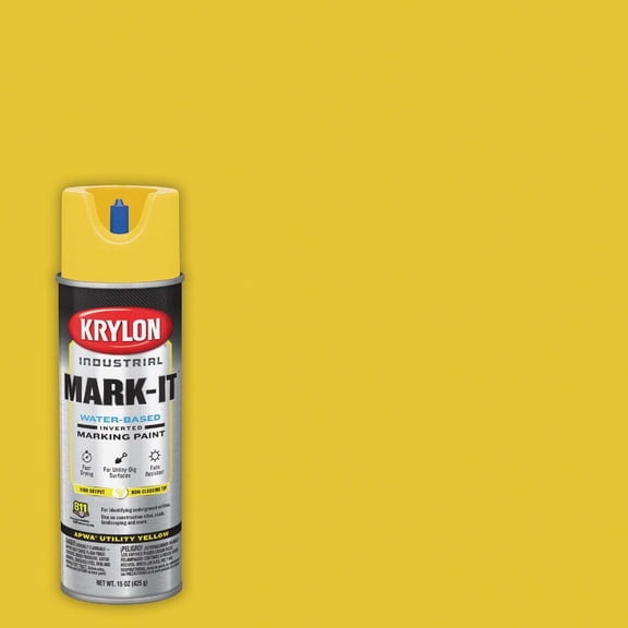 Krylon Mark-It 731708 Industrial WB APWA Utility Yellow Inverted Marking Paint  Interior & Exterior Use, Professional Finish