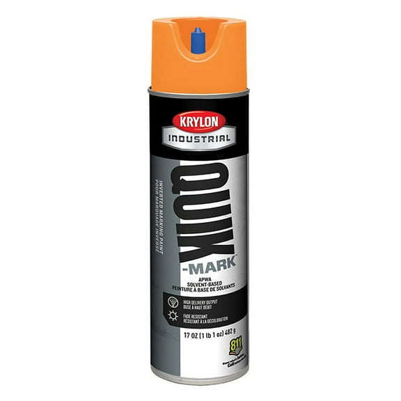 Krylon Quik-Mark Inverted Marking Paint, Solvent Based, 17 oz Aerosol, Fluorescent Green, 12/Case (1 Case)