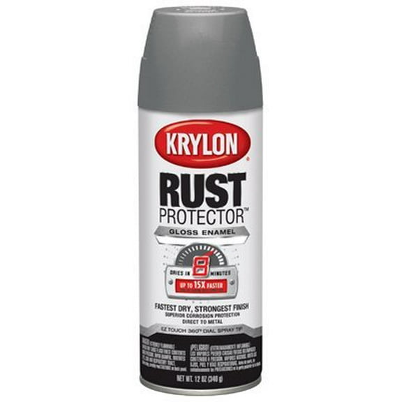 Krylon Rust Preventative Enamel Gloss Smoke Gray 12oz. Aerosol Can - Lot of 6