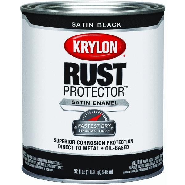 Krylon Rust Protector Enamel Satin Paint, Black, 32 Fl. Oz.