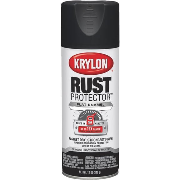 Krylon Rust Protector Flat Alkyd Enamel Spray Paint White 12 OZ 69035