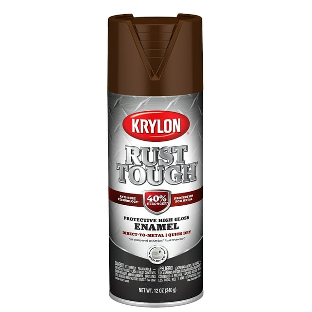 Krylon Rust Tough 12 Oz. Gloss Alkyd Enamel Spray Paint, Leather Brown