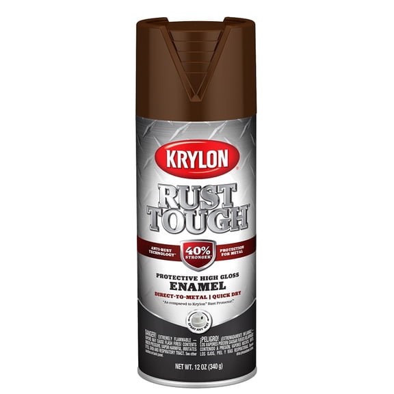 Krylon Rust Tough 12 Oz. Gloss Alkyd Enamel Spray Paint, Leather Brown K09263008