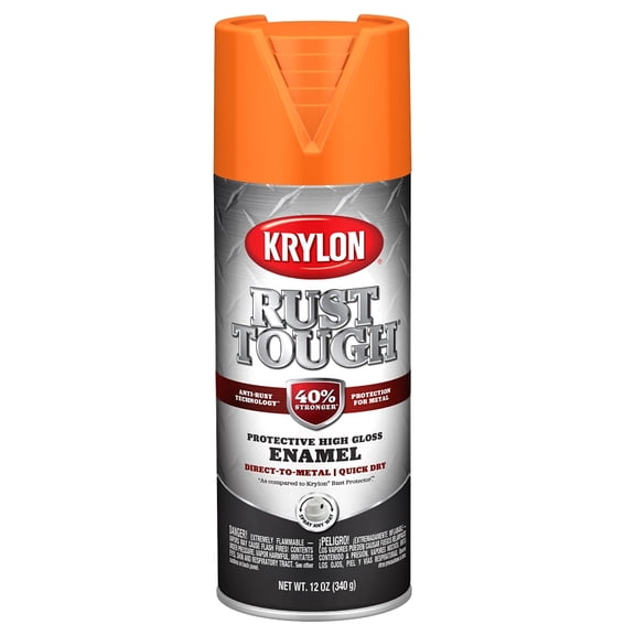 Krylon Rust Tough Alkyd Enamel Spray Paint - Gloss Finish - 12 Oz, Orange