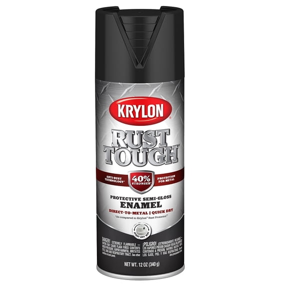 Krylon Rust Tough 12 Oz. Semi-Gloss Alkyd Enamel Spray Paint, Black K09267008