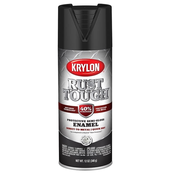 Krylon Rust Tough 12 Oz. Semi-Gloss Alkyd Enamel Spray Paint, Black K09267008