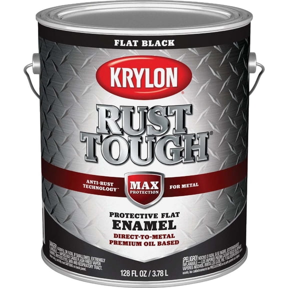 Krylon Rust Tough DTM Oil-Based Flat Rust Control Enamel, Black, 1 Gal.
