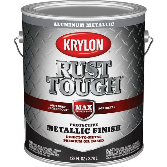 Krylon Rust Tough DTM Oil-Based Gloss Rust Control Enamel, Aluminum, 1 Gal.