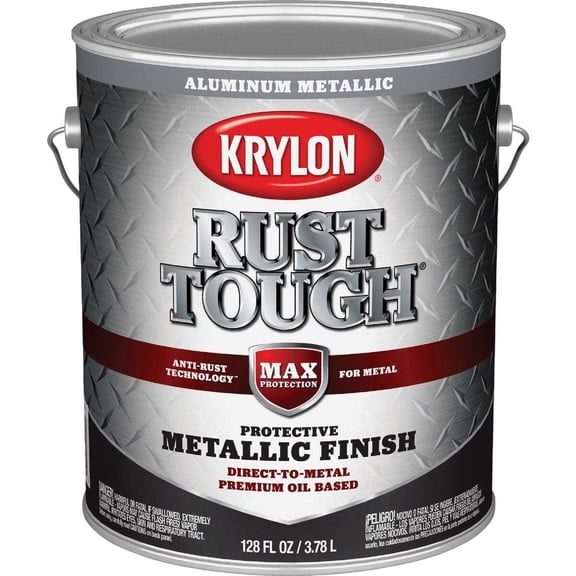 Krylon Rust Tough DTM Oil-Based Gloss Rust Control Enamel, Aluminum, 1 Gal.