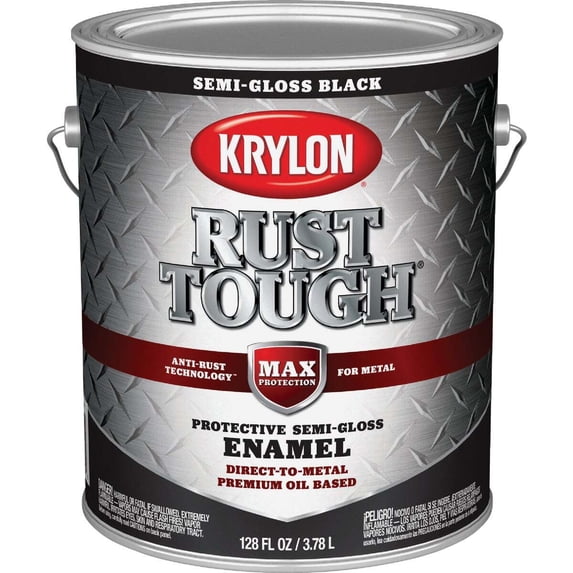 Krylon Rust Tough Oil-Based Semi-Glossr Rust Control Enamel, Black, 1 Gal.
