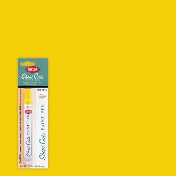 Krylon Short Cuts Paint Pen - Gloss, Art Pen - 1/3 Fl Oz, Sun Yellow