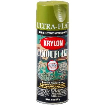Krylon Ultra Flat Camouflage Paint, Light Camo Green ~ 11oz. (Set of 6)