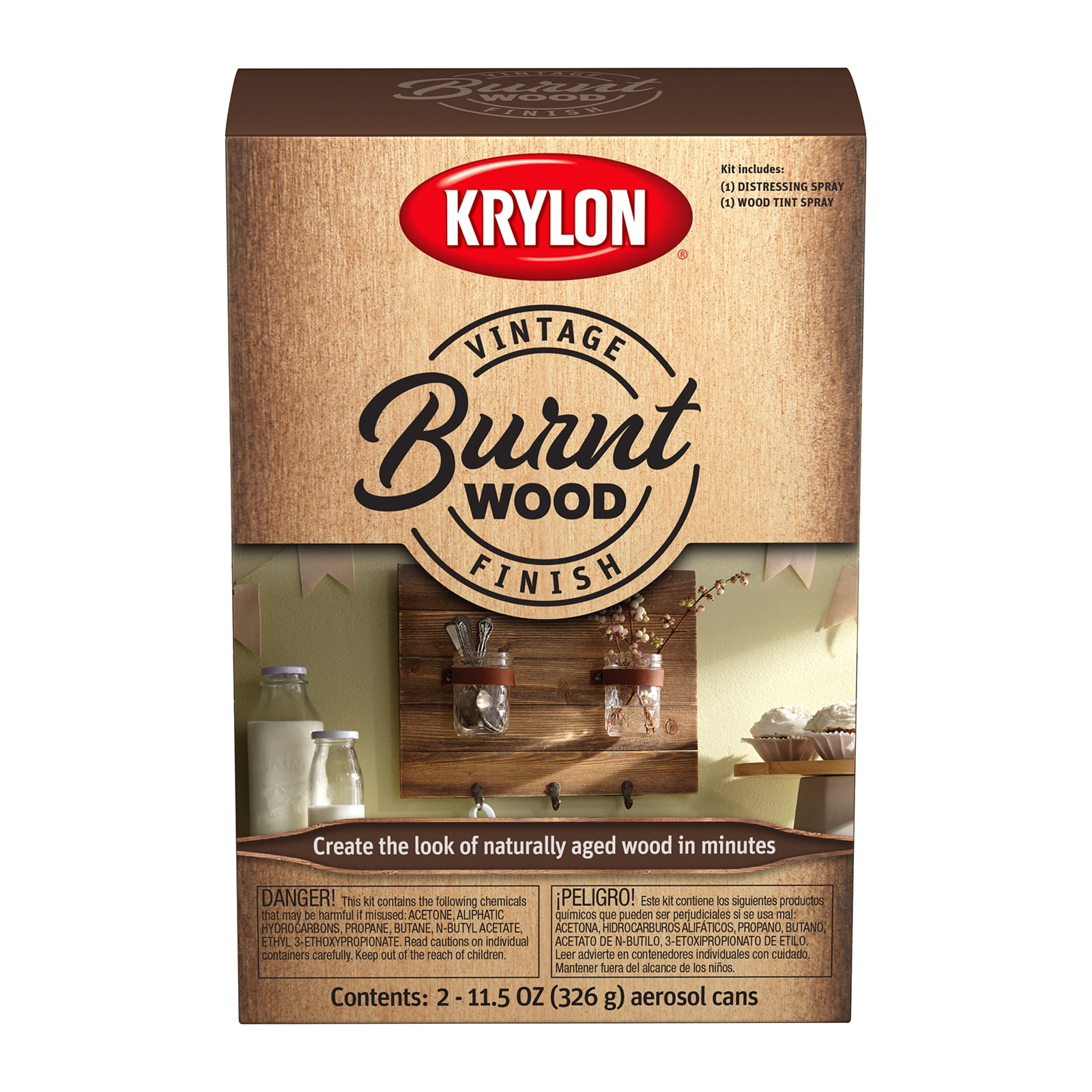 Krylon Vintage Finish Paint Kit Burnt Wood