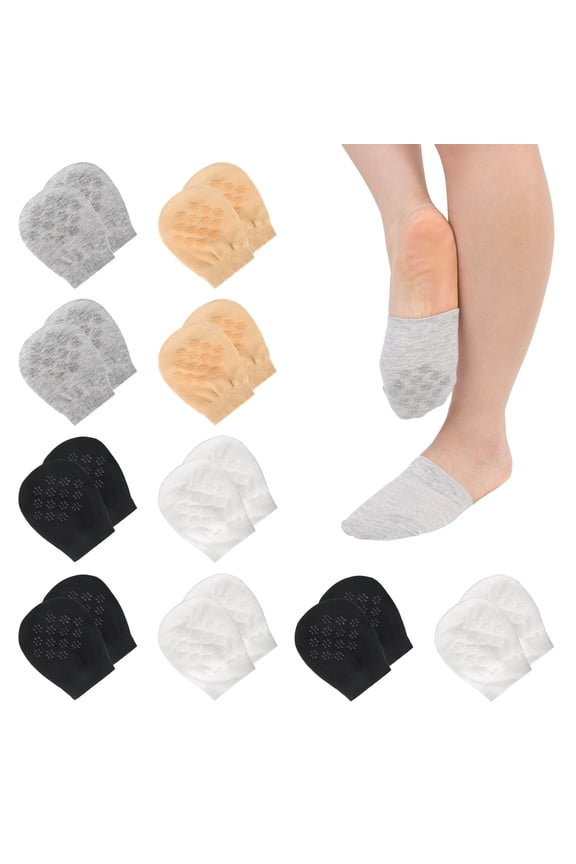 10 Pairs Toe Topper Socks, Half Toe Topper Liner Socks for Women Girls, Cotton Toe Topper Liner Socks, Seamless Non-Slip Toe Covers, Invisible No Show Low Cut Socks
