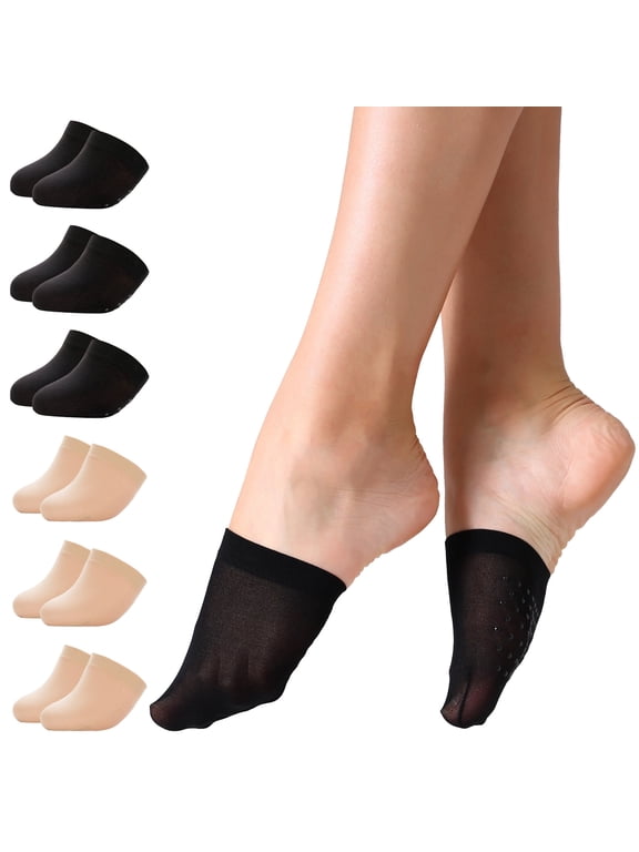 6 Pairs Women Half Toe Topper Socks No Slip Toe No Show Liner Socks for Heels