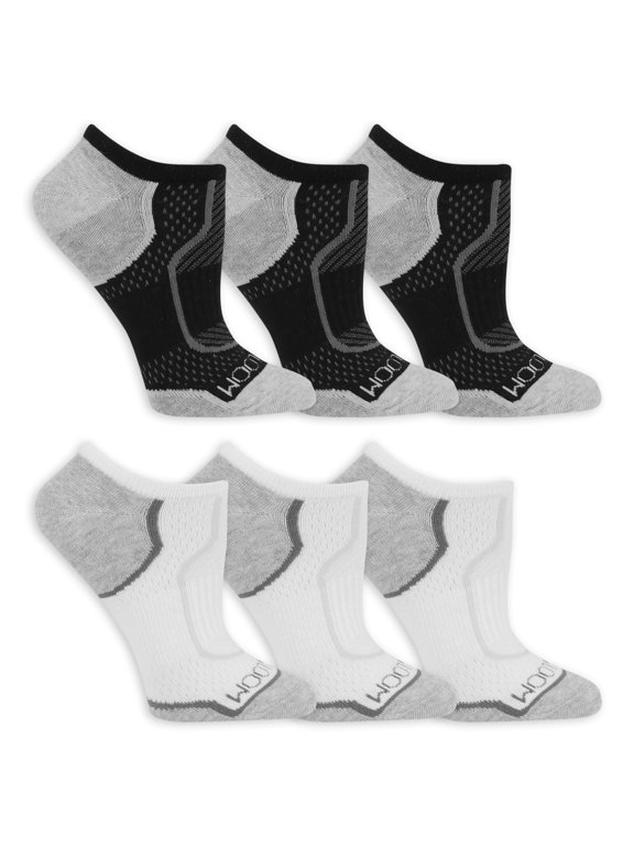 Cool Zone Lightweight No-Show Socks for Women, Black Assorted, Sizes 8-12 (6-Pack)