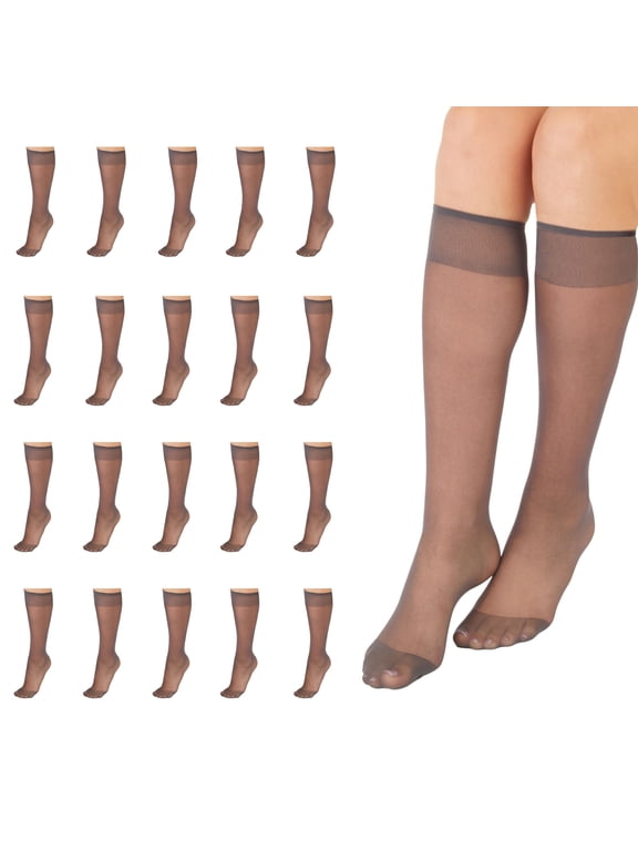 Everyday Women's Classic Knee High Stockings Sheer Toe 20 Pair