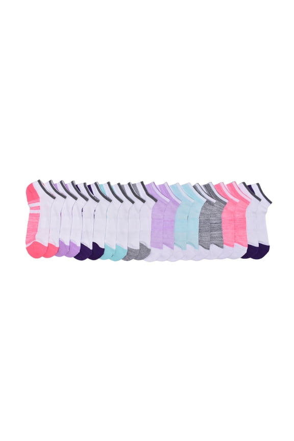 Girls Cushioned No Show Socks, 10-Pack, Sizes S (6-10.5) - L (4-10)