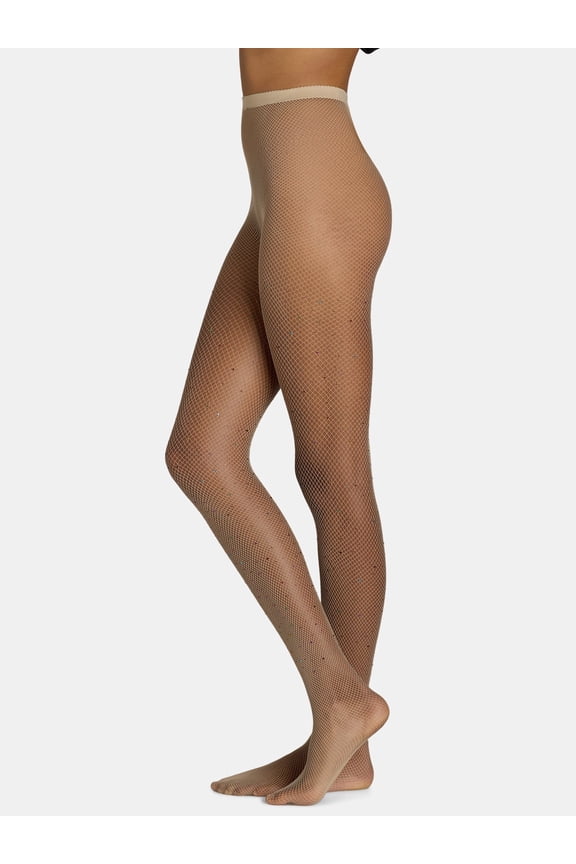 Juniors Rhinestone Fishnet Tights for Women, Sizes S-3XL